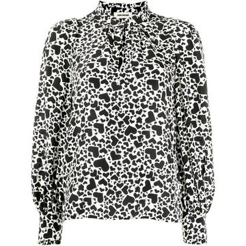 Heart print two tone blouse