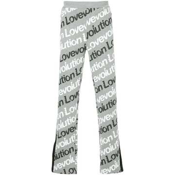 slogan print track trousers