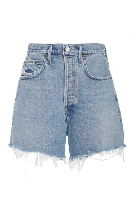 Riley Distressed Organic Cotton Shorts展示图