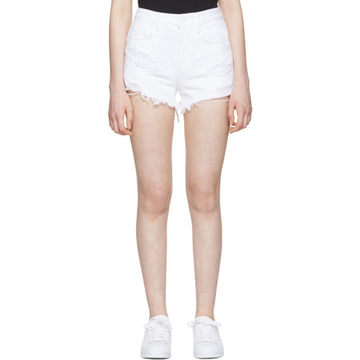 White Destroyed Denim Bite Shorts