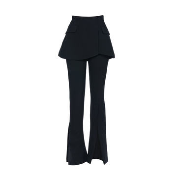 Slit-Detailed Crepe Straight-Leg Pants