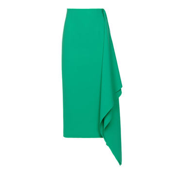 Draped Crepe Midi Skirt