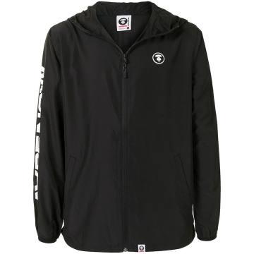 logo-print hooded lightweight jacket