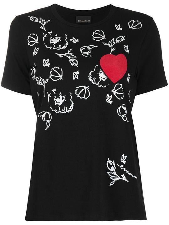 heart patch slim-fit T-shirt展示图