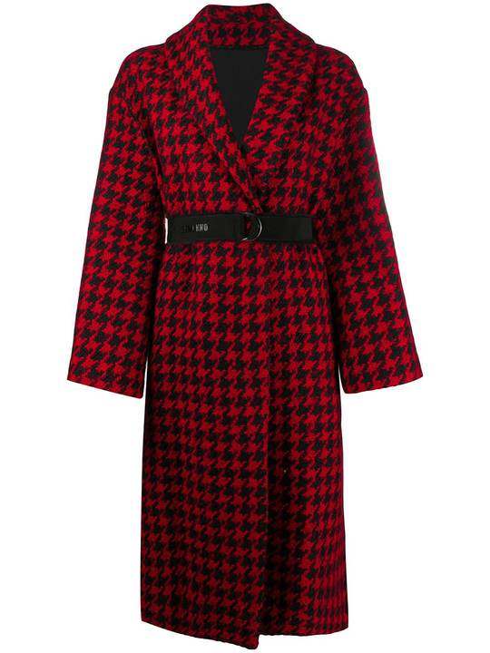 houndstooth check belted coat展示图