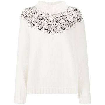 embroidered roll neck jumper