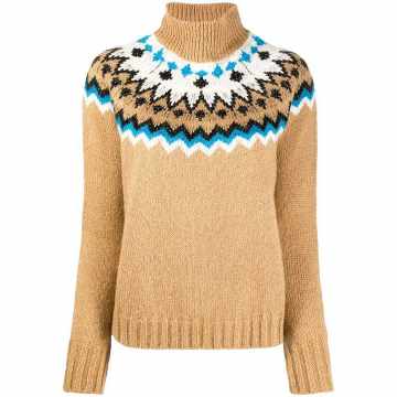 beaded intarsia-knit jumper