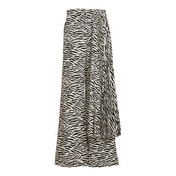 Zebra-Print Wide-Leg Cotton Pants