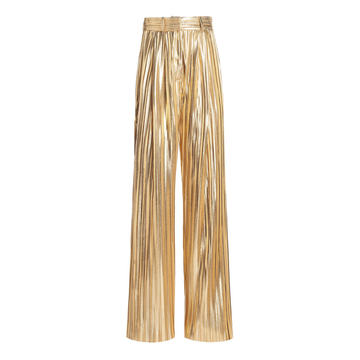 Split-Hem Pleated Lam�� Trousers