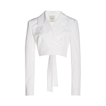 Twill Cropped Wrap Blazer