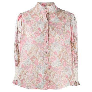 floral-print high-neck blouse