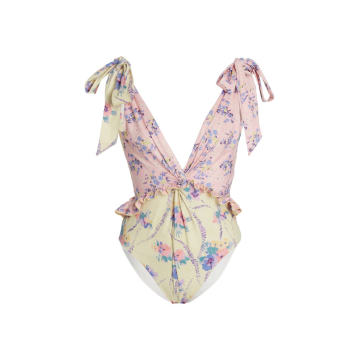 Demeter Ruffled Floral One-Piece Swimsuit