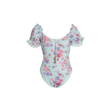 Fantasia Puff-Sleeve Floral One-Piece Swimsuit