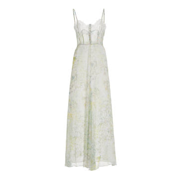 Elma Lace-Trimmed Floral Georgette Maxi Slip Dress