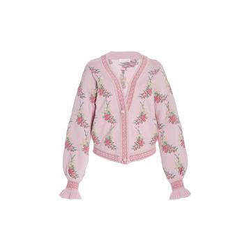 Boscom Floral Jacquard-Knit Cardigan