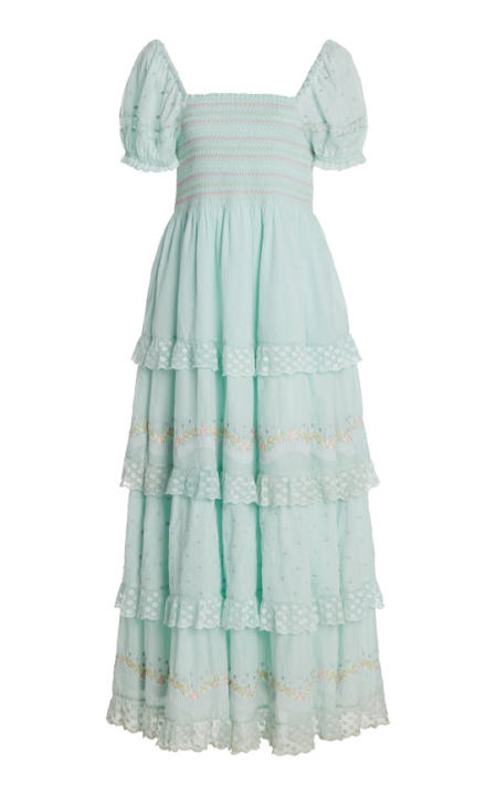 Capella Tiered Lace-Trimmed Smocked Cotton Maxi Dress展示图