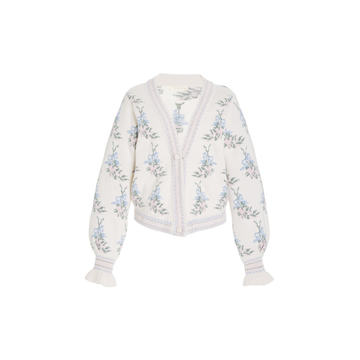 Boscom Floral Jacquard-Knit Cardigan