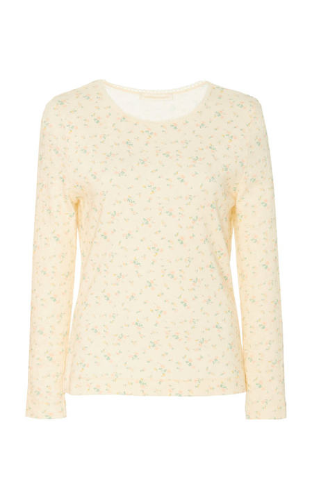 Yulia Floral Long Sleeve Cotton Top展示图