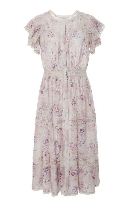 Claribel Floral Silk Midi Dress展示图