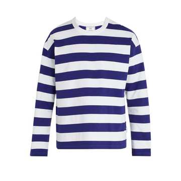 Striped crew-neck cotton sweatshirt