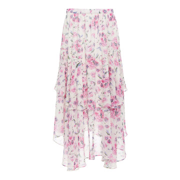 Alex Floral Silk Ruffle Midi Skirt