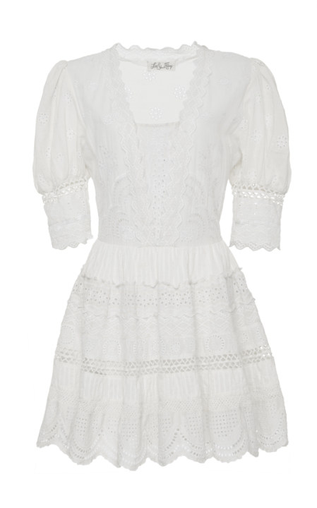 Kristen Lace Embroidered Mini Eyelet Dress展示图