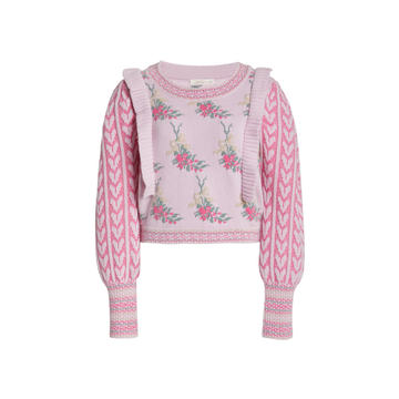 Warwick Ruffled-Trim Knit Sweater