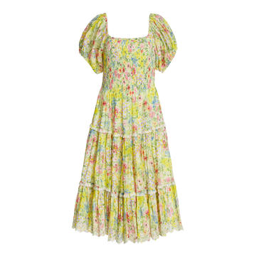 Masie Smocked Cotton-Silk Blend Dress