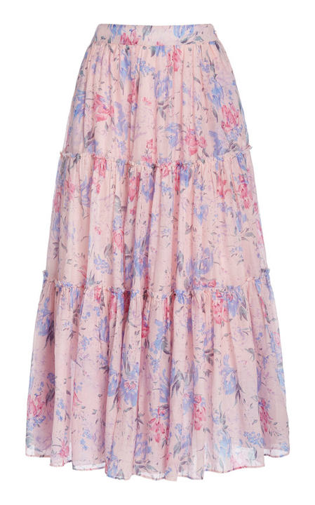 Haru Floral Cotton Silk Maxi Skirt展示图