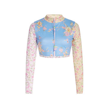 Sedona Mixed-Floral Cropped Rash Guard