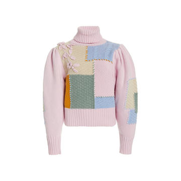 Allan Patchwork Knit Turtleneck Sweater