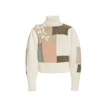 Allan Patchwork Knit Turtleneck Sweater