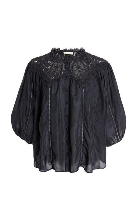 Maiden Lace-Trimmed Silk Top展示图