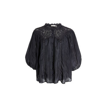 Maiden Lace-Trimmed Silk Top