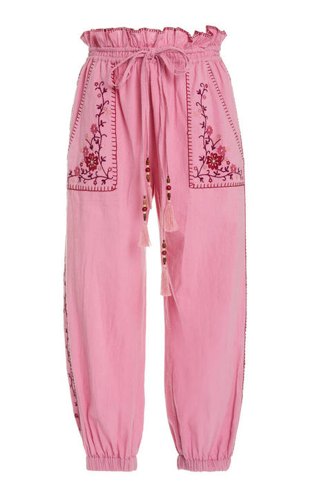 Saunders Embroidered Cotton Tapered Pants展示图