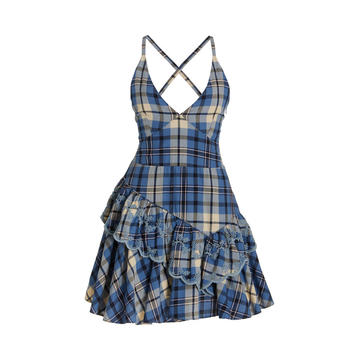 Marion Plaid Cotton Mini Dress