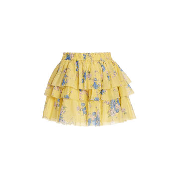 Brynlee Floral Cotton Silk Tiered Mini Skirt