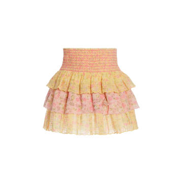 Daffodil Tiered Floral Cotton Mini Skirt
