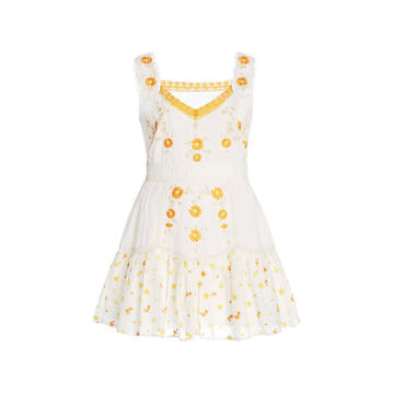 Channing Floral-Embroidered Cotton Mini Dress