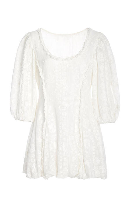 Hampton Floral-Embroidered Cotton-Blend Gauze Mini Dress展示图