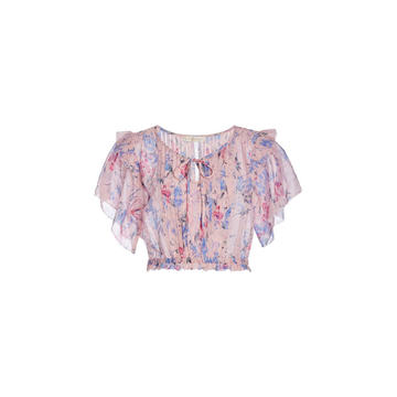 Chester Ruffled Floral Cotton Silk Crop Top