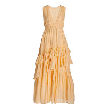 Jordie Ruffled Cotton-Silk Maxi Dress