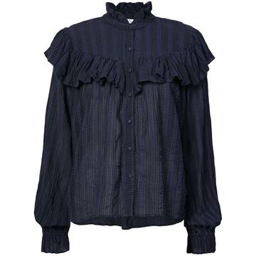 ruffled check blouse