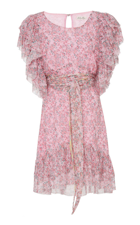 Emmy Floral Silk Ruffle Mini Dress展示图