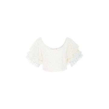 Christine Ruffle Sleeve Crop Top