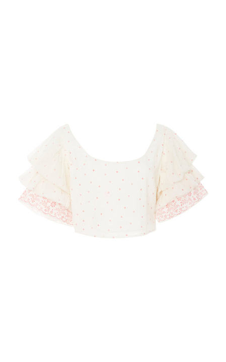 Christine Ruffle Sleeve Crop Top展示图