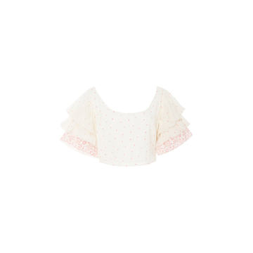 Christine Ruffle Sleeve Crop Top