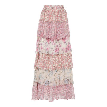 Carmen Tiered Floral-Print Silk Maxi Skirt