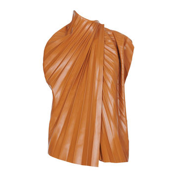 Pleated Wrap-Effect Crepe Top