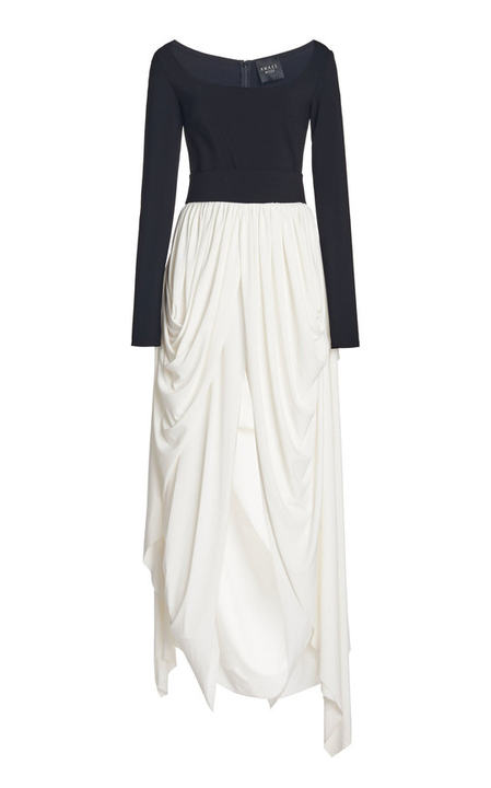 Jersey-Inset Draped Crepe Maxi Dress展示图